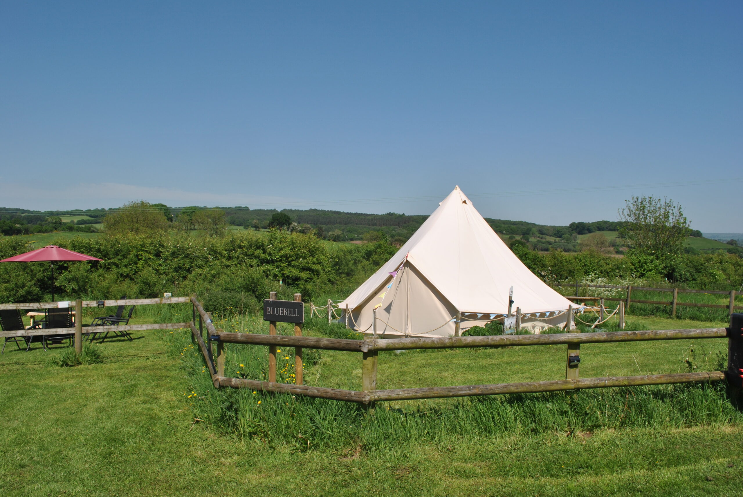 Large Bell Tent within its own fenced area