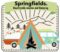 Site logo with a tent, caravan, camper and a log fire in the image